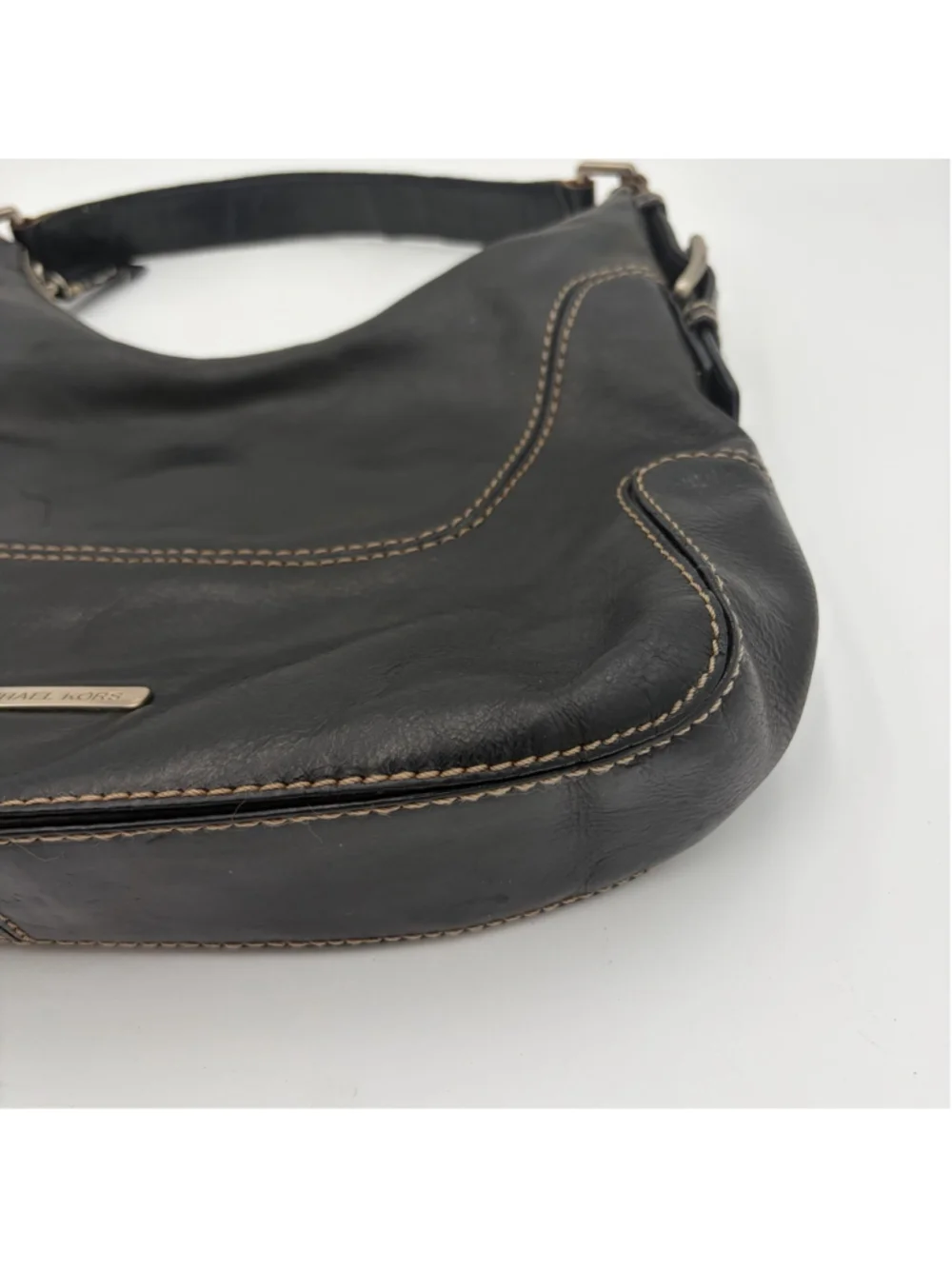 MICHAEL KORS Brookville Large Black Leather Y2K Hobo Shoulder Bag